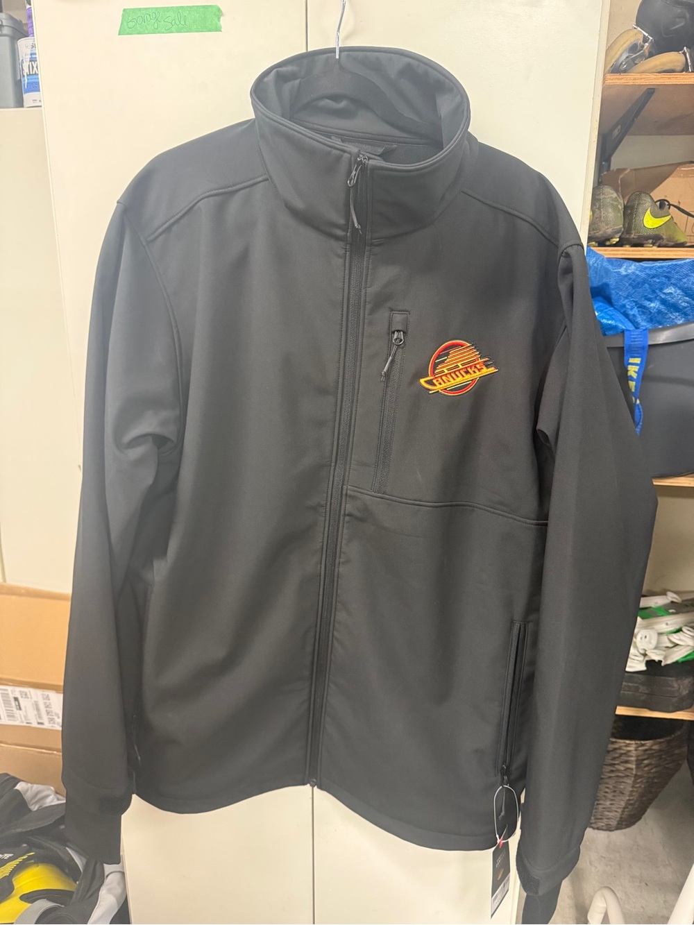 Men's Black Lightweight Softshell Jacket with Chest Patch